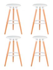 Набор 4 шт Табурет барный DOBRIN ROYCE, ножки светлый бук, цвет белый (W-02)