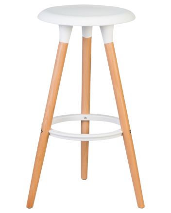 Набор 4 шт Табурет барный DOBRIN ROYCE, ножки светлый бук, цвет белый (W-02)