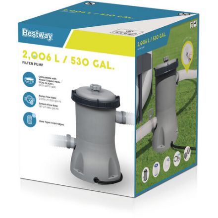 Картриджный фильтр-насос 2006 л/ч, картридж II, для бассейнов от 366 до 457 см, BESTWAY, 58383