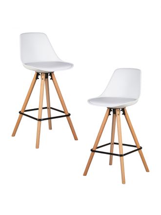 Набор 2 шт Стул полубарный DOBRIN RONNI, ножки светлый бук, белый (ZL-W-02)