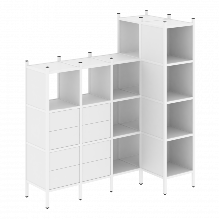 Loft Угловой внутренний стеллаж наборный VR.L-47 Белый бриллиант/Белый металл 1694*862*1869