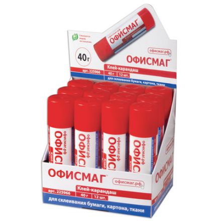 Клей-карандаш ОФИСМАГ, 40 г, 225966 Клей-карандаш ОФИСМАГ, 40 г, 225966
