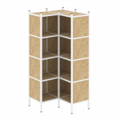 Loft Угловой внутренний стеллаж наборный VR.L-31 Тиквуд светлый/Белый металл 862*862*1869