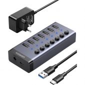 Разветвитель USB UGREEN CM481 (90307) USB-C to 7-Port USB-A 3.0/DC 12V/черн Разветвитель USB UGREEN CM481 (90307) USB-C to 7-Port USB-A 3.0/DC 12V/черн