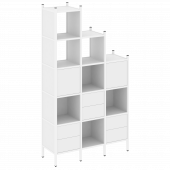 Loft Прямой стеллаж наборный VR.L-22 Белый бриллиант/Белый металл 1278*446*2280