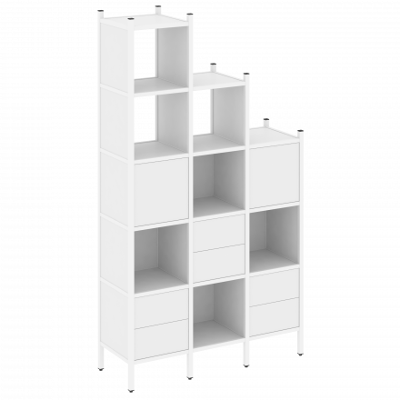 Loft Прямой стеллаж наборный VR.L-22 Белый бриллиант/Белый металл 1278*446*2280