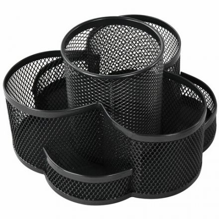 Подставка-органайзер вращающаяся BRAUBERG "Germanium", 7 секций, 110х165х175 мм, черная, металл, 237980