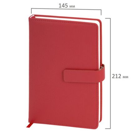 Ежедневник в подарочном наборе 5 в 1, А5, 145x212 мм, BRAUBERG "President", под кожу, 160 листов, красный, 116851