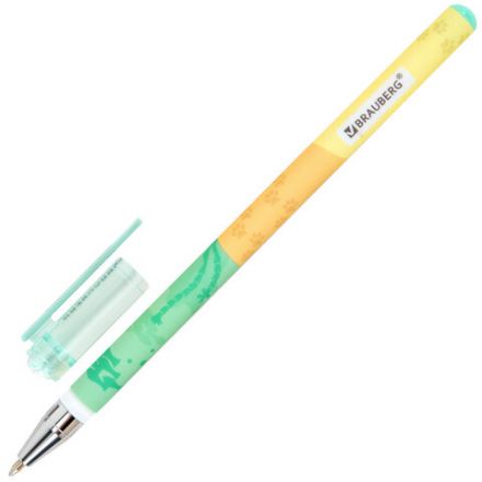 Ручка шариковая с принтом BRAUBERG "МИЛЫЕ КОТЫ", СИНЯЯ, SOFT TOUCH покрытие, узел 0,7 мм, линия письма 0,35 мм, 144478