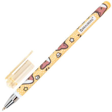 Ручка шариковая с принтом BRAUBERG "МИЛЫЕ КОТЫ", СИНЯЯ, SOFT TOUCH покрытие, узел 0,7 мм, линия письма 0,35 мм, 144478