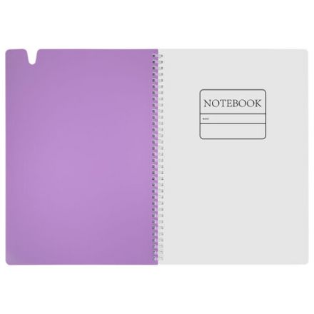 Тетрадь обложка пластик, А4 80 л., гребень мягкий, вырубка для ручки, клетка, BRAUBERG, сиреневый, 405374