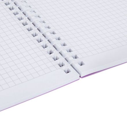 Тетрадь обложка пластик, А4 80 л., гребень мягкий, вырубка для ручки, клетка, BRAUBERG, сиреневый, 405374