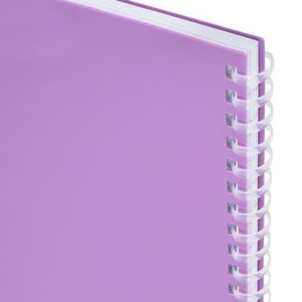 Тетрадь обложка пластик, А4 80 л., гребень мягкий, вырубка для ручки, клетка, BRAUBERG, сиреневый, 405374