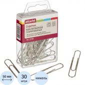 Скрепки Attache металлические никелированные гофрированные 50 мм (30 штук в упаковке)