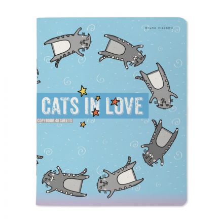 Тетрадь общая А5,48л,клетка,скреп,CATS IN LOVE,5шт/уп,7-48-1230/5