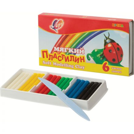 Пластилин классический Луч Кроха 6 цветов 99 г со стеком