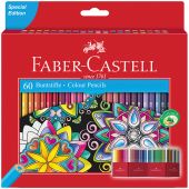 Карандаши цветные Faber-Castell, 60цв., заточен., картон. подставка, европодвес Карандаши цветные Faber-Castell, 60цв., заточен., картон. подставка, европодвес