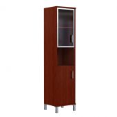 Шкаф-колонка высокая с малой стеклянной дверью в AL-рамке и глухой B 431.9(L) Бургунди 475х450х2054