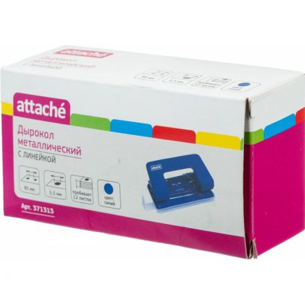 Дырокол Attache 6304 до 12 листов синий с линейкой Дырокол Attache 6304 до 12 листов синий с линейкой