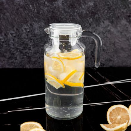 Кувшин прозрачный с крышкой, объем 1300 мл, стекло, PASABAHCE "БЕЙЗИК", фирменная подарочная упаковка, 43964