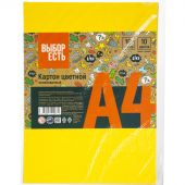 Картон цветной №1 School Отличник (А4, 10 листов, 10 цветов, немелованный)