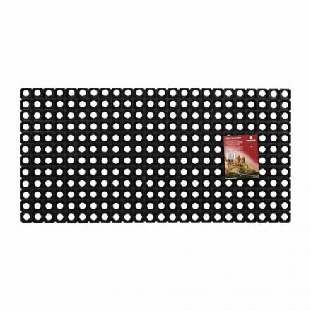 Коврик входной резиновый крупноячеистый грязезащитный, 50х100 см, толщина 16 мм, черный, VORTEX