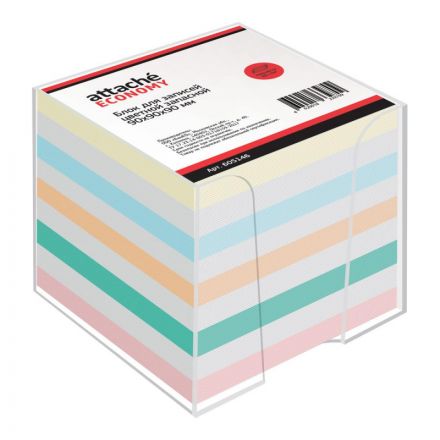 Блок для записей Attache Economy 90x90x90 мм разноцветный в боксе (плотность 65-80 г/кв.м)