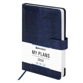 Ежедневник датированный 2026 А5 138x213 мм, BRAUBERG "Legend", под кожу, застежка, синий, 117067