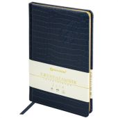 Еженедельник датированный 2026 А5 145х215 мм, BRAUBERG "Comodo", под кожу, темно-синий, 117167