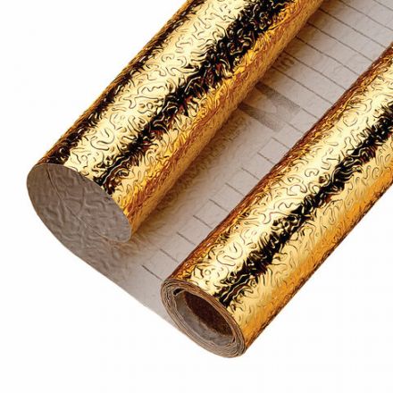 Самоклеящаяся пленка, алюминиевая фольга защитная для кухни/дома, 0,6х3 м, золото, узор, DASWERK (ДАСВЕРК), 607847
