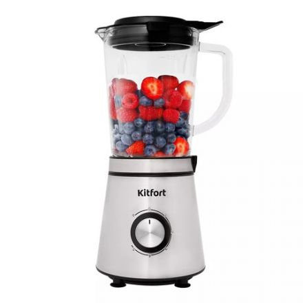 Блендер стационарный KITFORT КТ-3021, 1000 Вт, 5 скоростей, чаша 1,5 л, металл, черный/серебристый