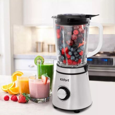 Блендер стационарный KITFORT КТ-3021, 1000 Вт, 5 скоростей, чаша 1,5 л, металл, черный/серебристый