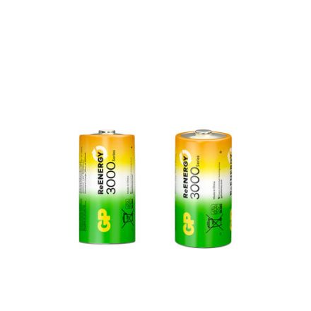 Батарейки аккумуляторные GP ReEnergy Ni-Mh КОМПЛЕКТ 2 шт., С (HR14), 3000 mAh, 300CHCRGY-2CRCB2