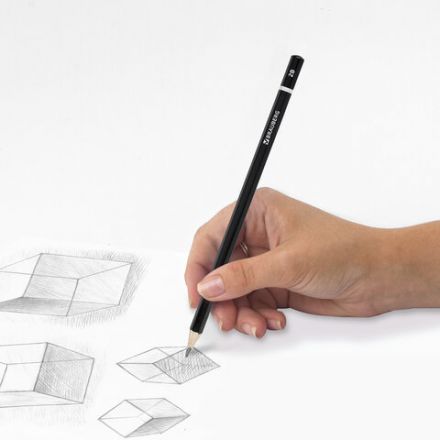 Карандаш чернографитный BRAUBERG, 1 шт., "Touch line", 2В, корпус черный, заточенный, 180623