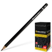 Карандаш чернографитный BRAUBERG, 1 шт., "Touch line", 2В, корпус черный, заточенный, 180623