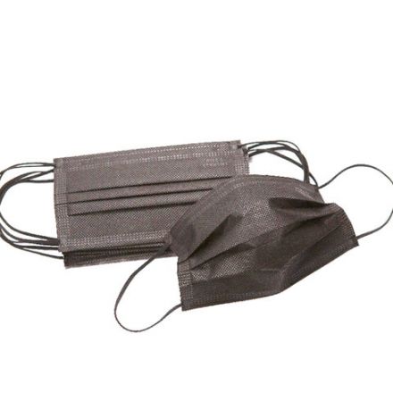 Маски одноразовые медицинские КОМПЛЕКТ 50 шт., 3-х слойные, черные, фильтр СМС, упаковка полиэтиленовая