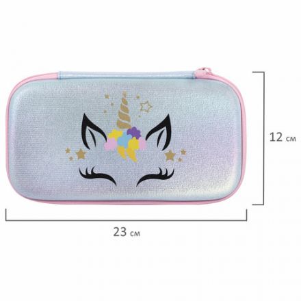 Пенал BRAUBERG SHINY, 1 отделение, 1 откидная планка, EVA, 22х13х4 см, "Unicorn", 271555