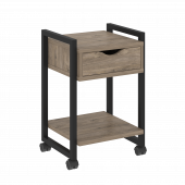 Loft Тумба на колесных опорах с ящиком и полкой VR.L-T1.K Тиквуд тёмный/Чёрный металл 500*460*767