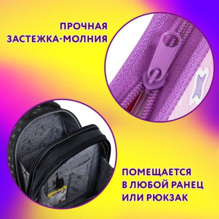 Папка для тетрадей ЮНЛАНДИЯ А4, 1 отделение, картон/пластик, конгрев, на молнии, "Sweets", 272133