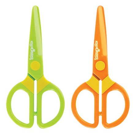 Ножницы ЮНЛАНДИЯ "МУЛЬТЯШКИ", 125 мм, с безопасными пластиковыми лезвиями, зеленые, 236983