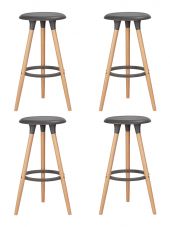 Набор 4 шт Табурет барный DOBRIN ROYCE, ножки светлый бук, цвет темно-серый (GR-04)