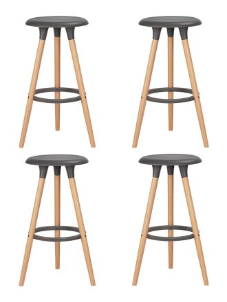 Набор 4 шт Табурет барный DOBRIN ROYCE, ножки светлый бук, цвет темно-серый (GR-04)