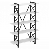 Loft Стеллаж на колесных опорах-5 полок VR.L-MST.K-5.8V Белый бриллиант/Чёрный металл 1200*400*1704