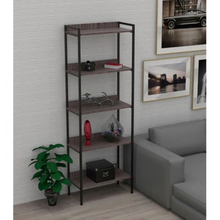 Стеллаж TI_Комус Онега-10, 5 полок, рег опоры, 675х1950мм, ясень анкор темн