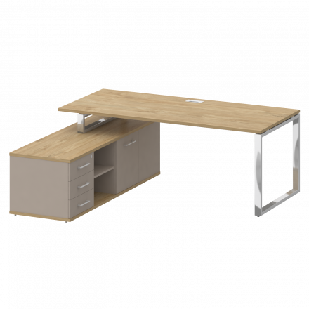 Shift Стол руководителя с опорной греденцией, левый SK.SRG-200 (L) Тиквуд светлый/Капучино 2000*1800*753 Shift Стол руководителя с опорной греденцией, левый SK.SRG-200 (L) Тиквуд светлый/Капучино 2000*1800*753