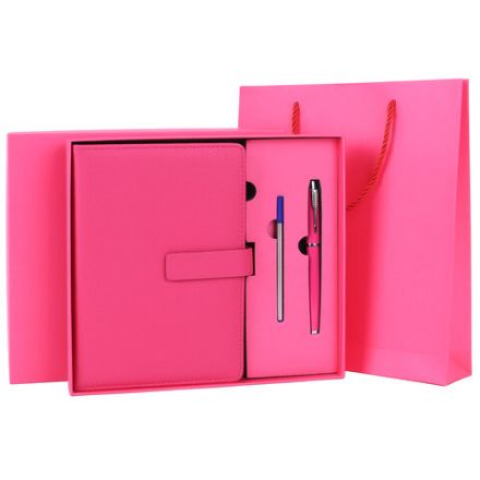 Ежедневник в подарочном наборе 5 в 1, А5, 145x212 мм, BRAUBERG "President", под кожу, 160 листов, розовый, 116852