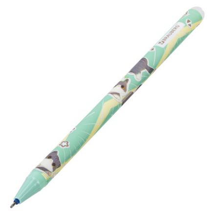 Ручка стираемая гелевая, кросс-серия "МИЛЫЕ КОТЫ", BRAUBERG, СИНЯЯ, корпус ассорти, игольчатый наконечник 0,5 мм, линия 0,35 мм, 144481