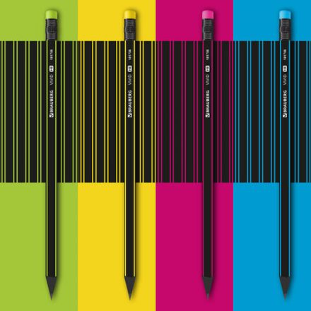 Карандаш чернографитный BRAUBERG "VIVID", 1 шт., HB, с ластиком, корпус ассорти, 181756 Карандаш чернографитный BRAUBERG "VIVID", 1 шт., HB, с ластиком, корпус ассорти, 181756