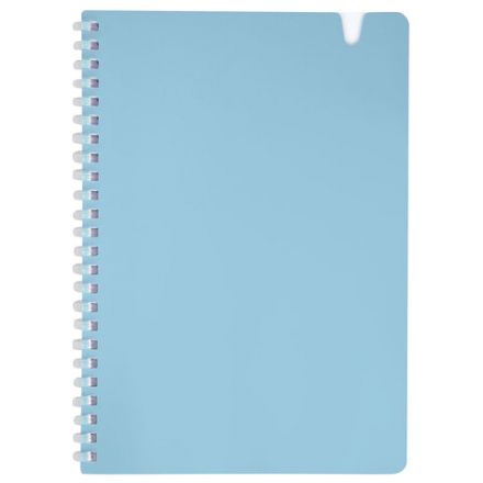 Тетрадь обложка пластик, А5 80 л., гребень мягкий, вырубка для ручки, клетка, BRAUBERG, голубой, 405375