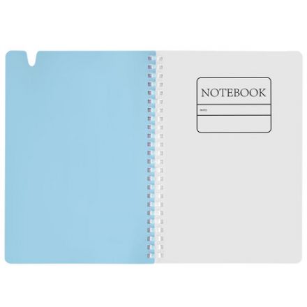 Тетрадь обложка пластик, А5 80 л., гребень мягкий, вырубка для ручки, клетка, BRAUBERG, голубой, 405375